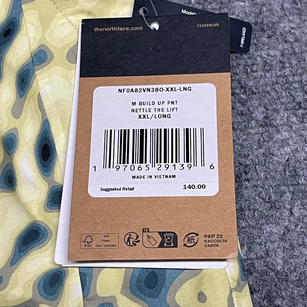 The North Face Build Up Pants Mens Yellow XXL Long Nettle The Lift Print DryVent